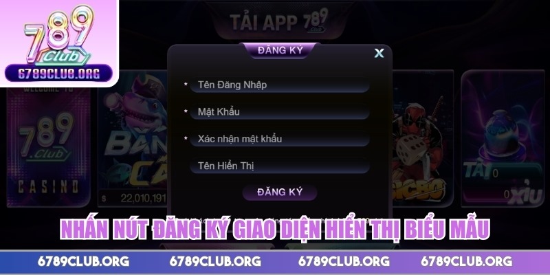 Nhấn nút đăng ký giao diện hiển thị biểu mẫu