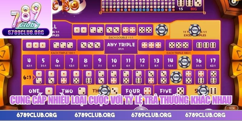 Cung cấp nhiều loại cược với tỷ lệ trả thưởng khác nhau